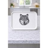 Zucci Home Animal Collection | Wolf | Sunum Tepsisi 29,5 x 41,5 cm | Dekoratif & Şık Servis Tepsisi Beyaz 30 x 42