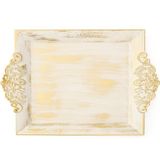 Zucci Home Barok Eskitme Tepsi - Beyaz - 26x39 Cm