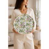 Zucci Home Deri Kaydırmaz Tabanlı Yuvarlak Dekoratif Tepsi | Şık Kahve ve Çay Sunum Tepsisi | 31x31 cm