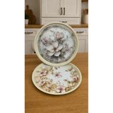 Zucci Home English Vintage 2'li Kahve Çay Servis Tepsisi Magnolia Bloom + Floral Vintage Sunum Tepsisi 2 Adet