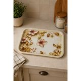 Zucci Home English Vintage Büyük Çay Servis Tepsisi | Floral Vintage | Dikdörtgen Büyük Sunum Tepsisi 42x31 cm