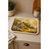 Zucci Home English Vintage Büyük Çay Servis Tepsisi | Golden Cottage | Dikdörtgen 42x31 cm