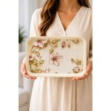 Zucci Home Floral Vintage 20x30 cm Dekoratif Servis Tepsisi – Vintage Sunum Çay ve Kahve Tepsisi | Hediyelik