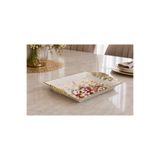 Zucci Home Lüks Barok Vintage Tepsi 22x26 cm | English Harmony | Gold Kulplu Kahve ve İkram Sunum Tepsisi