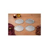 Zucci Home Ovaldi 4'lü Gümüş Metal Servis Tepsisi 25,5x19,5 cm | Modern ve Dekoratif Sunum Tepsisi Gümüş 25 x 20