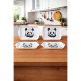 Zucci Home Panda Desenli Mini Sunum Tepsi Seti - 4'lü | Dekoratif Kahve ve Çay Servis Tepsi Seti - 4 Adet Beyaz 22 cm
