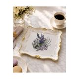 Zucci Home Sultan Lavanta Çiçeği Desenli Küçük Servis Tepsisi | 30x25 cm | Dekoratif Çay ve Kahve Sunum Tepsisi