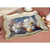 Zucci Home Sultan Tepsi 33X42 cm - Beyaz Çiçek Toprak Tabanlı