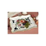 Zucci Sultan Buket Desenli Beyaz Servis Tepsisi | 33x42 cm | ZucciHome | Dekoratif Sunum Tepsisi karışık 33 x 42