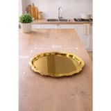 ZucciHome Ovaldi 4'lü Gold Metal Servis Tepsisi 25,5x19,5 cm | Modern ve Dekoratif Sunum Tepsisi