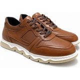 Zueofficial Erkek Hakiki Deri Sneaker Taba Rengi Günlük Spor Ayakkabı Rahat Taban - 00Taba