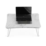 ZUESSE DIZAYN Dizüstü Bilgisayar Standı, Kahvaltı Servis Yatağı Tepsisi, Mini Piknik Masası,Taşınabilir ve Hafif Mini Masa, Kanepe için Lap Tablet Masası,Laptop Standı (Beyaz Mermer Desenli)