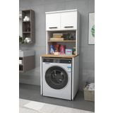 Zuesse Dizayn Dragon Çamaşır Makinesi Dolabı Kurutma Makinesi 3 Raflı 2 Kapaklı Banyo Dolabı - Beyaz Çam