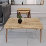 zuesse dizayn Esma Orta Sehpa + 3lü Zigon Sehpa & Ahşap Ayaklı Sehpa Seti &Oturma Odası için Sehpa Seti & Salon için Sehpa Seti (Çam)
