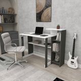 Zuesse Dizayn Lotus 5 Raflı Çalışma Masası Laptop Bilgisayar Masası Ofis Ders Yemek Çocuk Masası Antrasit - Beyaz - 87x50
