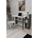 Zuesse Dizayn Lotus 5 Raflı Çalışma Masası Laptop Bilgisayar Masası Ofis Ders Yemek Çocuk Masası Antrasit-Beyaz