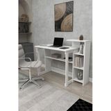 Zuesse Dizayn Lotus 5 Raflı Çalışma Masası Laptop Bilgisayar Masası Ofis Ders Yemek Çocuk Masası Beyaz