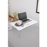 Zuesse Dizayn Taşınabilir Katlanır Laptop Sehpası Beyaz Mermer