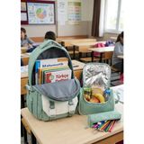zufigo Lisanslı Twill Kumaş Niss Model Okul Sırt Çantası,termal Beslenme Çantası ve Kalemlik - Yeşil