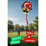 zufigo Türk Bayrağı & F16 Desenli Kolay Kurulum Altıgen Çıtalı Uçurtma - Çok Renkli