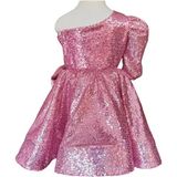 Zühre Balaban Pink Shine Pembe Tek Omuz Kız Çocuk Özel Gün Doğum Günü Abiye Elbise Little Girl Dress - 1 Yaş