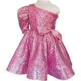 Zühre Balaban Pink Shine Pembe Tek Omuz Kız Çocuk Özel Gün Doğum Günü Abiye Elbise Little Girl Dress - 5 Yaş