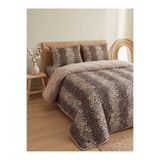 Zühre Home Leopar Desen Welsoft Çift Kişilik Uyku Seti | Yatak Örtüsü | Çift Taraflı Yorgan 195x215 cm, 2 Adet 50x70 cm Yastık Kılıfı, Lastikli Çarşaf | Dokulu, Yumuşak Set