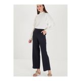 Zühre Kadın Bel Lastik Detaylı Bol Paça Kumaş Pantolon P-0102