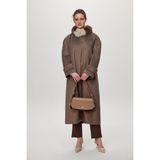 Zühre Kürk Yaka Kaşe Kaban - Vizon - 48
