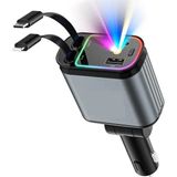 Zuidid 66 W 4 In 1 Rgb Işıklı Tavan Aydınlatmalı Type C + Lightning Kablolu Araç Hızlı Şarj Cihazı - Açık Gri