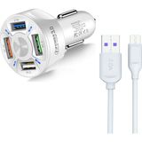 Zuidid Araç Hızlı Şarj 4 USB 7 A Çoklu Hızlı Şarj + 3 A Hızlı Şarj Kablosu - Type C