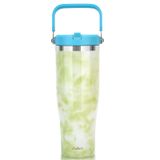 Zukro 50 oz Kapaklı Pipetli Kupa Bardak, Sızdırmaz Vakum Yalıtımlı Paslanmaz Çelik Bardak Saplı Kapaklı Bardak Tutacağına Uygun, Terletmez, 30 Saat Soğuk Tutar, Cintron Kravat Boyası