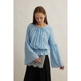 Zülays Beli Gipe Detaylı Bluz Bebe Mavisi - XS