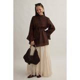 Zülays Kolu Volanlı Tunik Kahve - 38