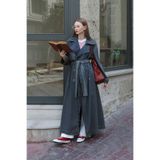 ZÜLAYS Oversize Denim Trençkot Koyu Mavi