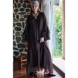 Zülays Tencel Kolu Volanlı Elbise Kahve - 42