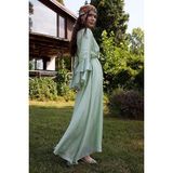 Zülays Tencel Kolu Volanlı Elbise Yeşil - 36