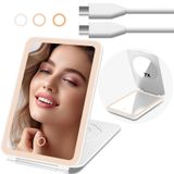 ZULJK 、 Katlanabilir Seyahat Makyaj Aynası, üç Renkli Işık, Taşınabilir 1x Makyaj Aynası 1x7x Büyüteç, Taşınabilir Masaüstü Seyahat Makyaj Aynası, USB Şarj Edilebilir Dokunmatik Ekran.