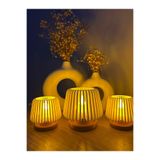 zulya 3’lü Dekoratif LED Mumluk Seti – Modern Kafes Tasarım & Ortam Aydınlatması 9x9.5 cm + 7x7.5 cm