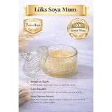 zulya Cam Kapaklı Lüks Soya Mum 7x4 cm – %100 Doğal Soya Wax, Şık Dekoratif Cam Mum