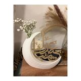 Zulya Eid Mubarak Yazılı Hilal Dekoratif Obje – Ramazan & Bayram Masa Dekoru – 3D Baskı Modern Dekor