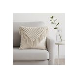 zümal tekstil tasarım Makrome Örgü Keten Dekoratif Kırlent - Yastık Kılıfı Tekli 43x43 Cm (Renk KREM )