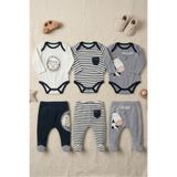 zumino Kuzu Desenli 6 Parça Alt Üst Set Bebek Zıbın Takımı