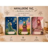 Zumio 3'lü A5 Defter Seti Tesettür Tatlı Kızlar 60 Yaprak Spiralli Çizgisiz Tasarım Günlük Not ve Planlama İçin