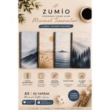 Zumio A5 Çizgisiz Spiralli Defter Seti 4'lü | 50 Yaprak | Plastik Helezon Spiral | Minimal Nature Koleksiyonu
