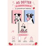 Zumio A5 Spiral Defter Inek Temalı | Çizgisiz Not Defteri | Günlük, Okul ve Ofis Kullanımı 60 Yaprak