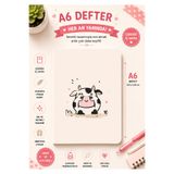zumio A6 Sevimli İnek Desenli Defter | Çizgisiz İç Sayfa | Mini Cep Boy Not Defteri 30 Yaprak