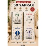 Zumio Motivasyon ve Planlama Temalı 4'lü A5 Çizgisiz Defter Seti 50 Yaprak