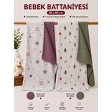 Zümra Baby Çok Amaçlı Çift Taraflı Müslin Örtü & Battaniye 2'li Set %100 Organik Pamuk 80X80 cm - Mor - Haki - 80 x 80 cm