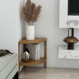 Zümrüt Atlantik Çam 2 Raflı Üçgen Ahşap Köşe Sehpası / Yan Sehpa / Çok Amaçlı Dekoratif Raf